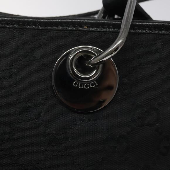 GUCCI GG Canvas Tote Bag Black Silver - Picture 14 of 16